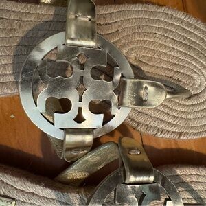 Tory Burch Gold and Cream Espadrille Sandals